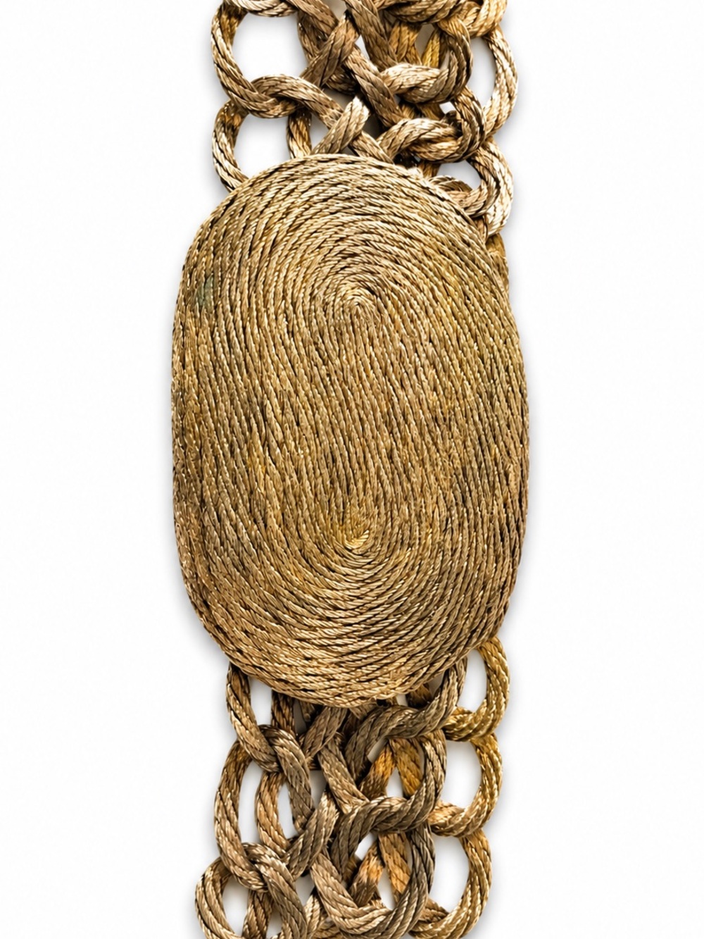 Vintage Woven Metal Chain Belt Bronze Boho Statement Retro Disco Festival Belt